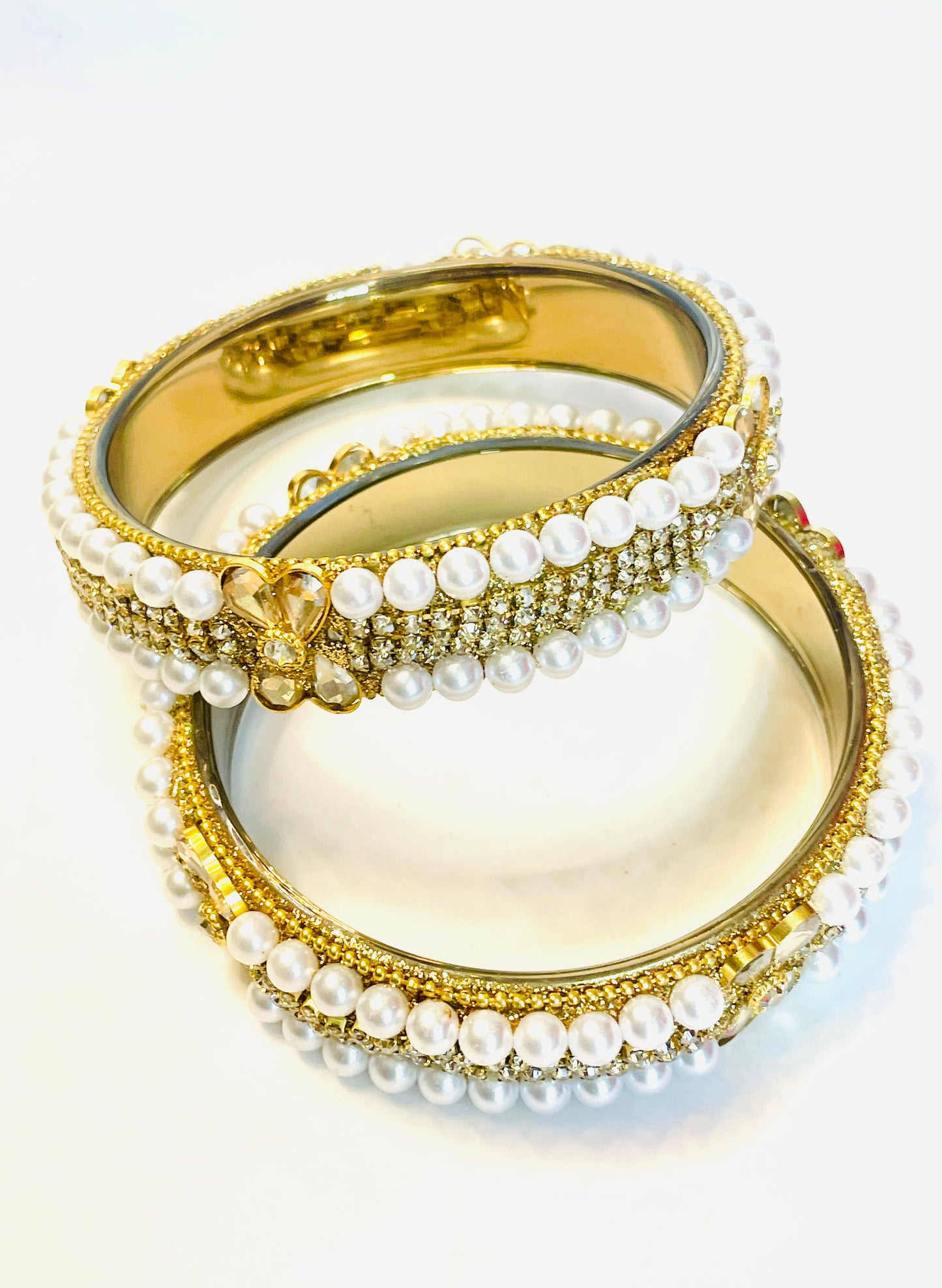 "Pearl & Petal Radiance" Crystal Bangles Set