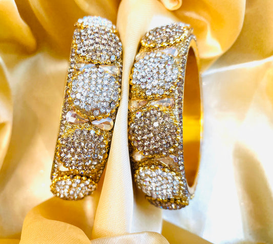 "Golden Radiance" Crystal-Detailed Bangles Set