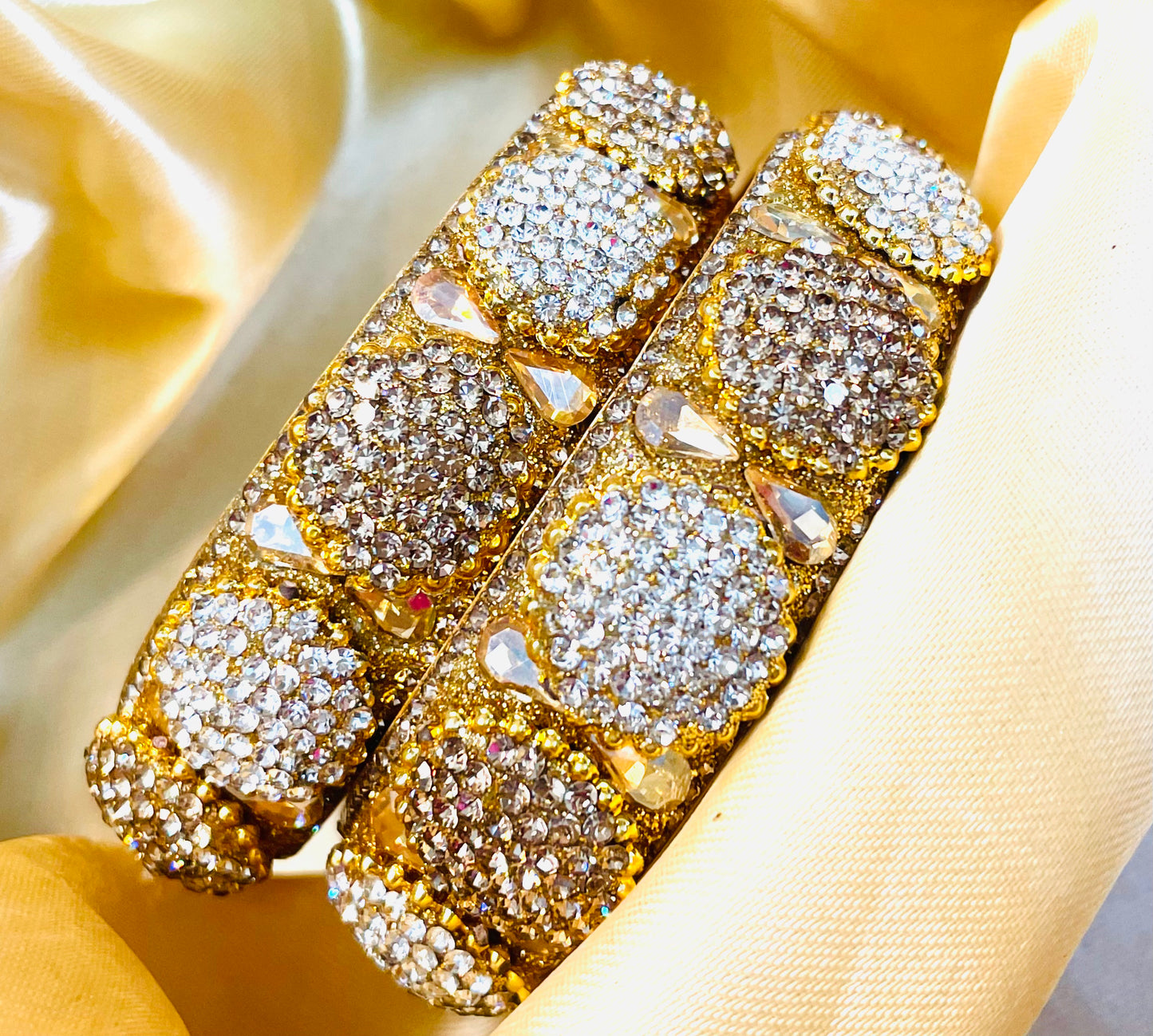 "Golden Radiance" Crystal-Detailed Bangles Set
