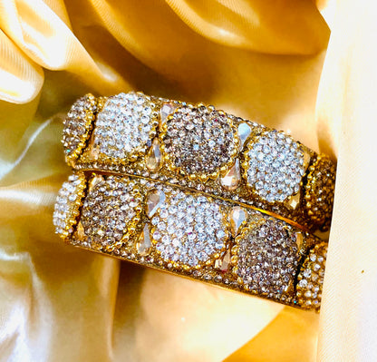 "Golden Radiance" Crystal-Detailed Bangles Set