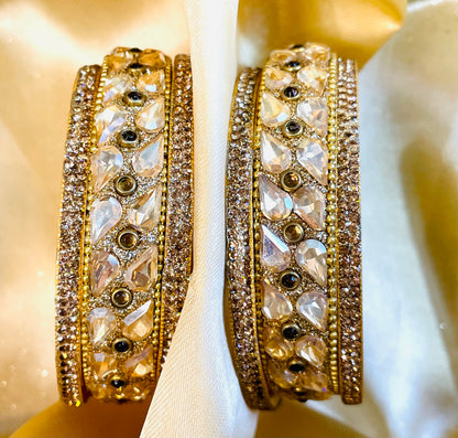 Elegant Kundan & Gemstone Bangle Set