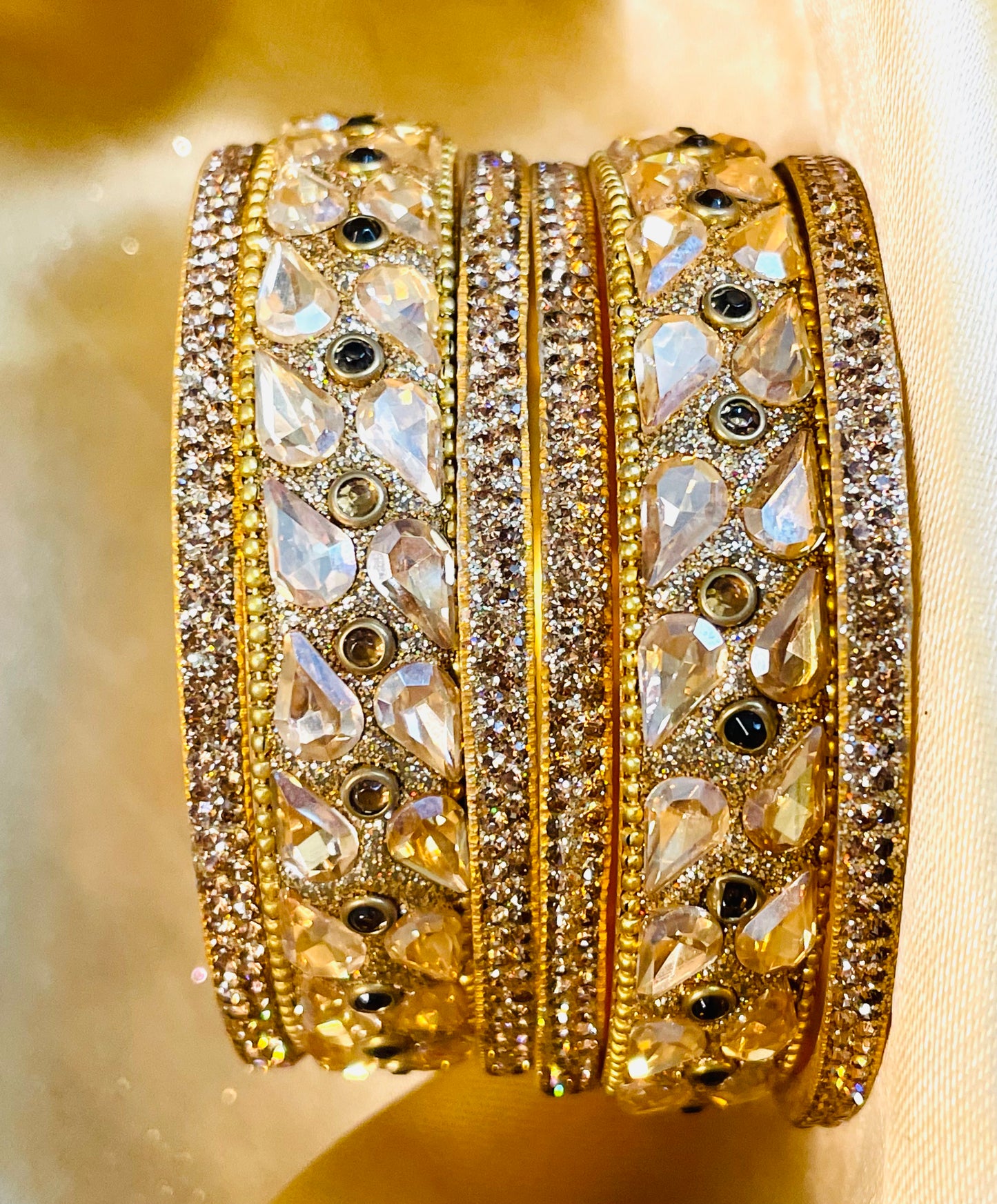 Elegant Kundan & Gemstone Bangle Set