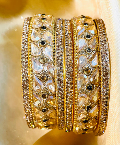 Elegant Kundan & Gemstone Bangle Set