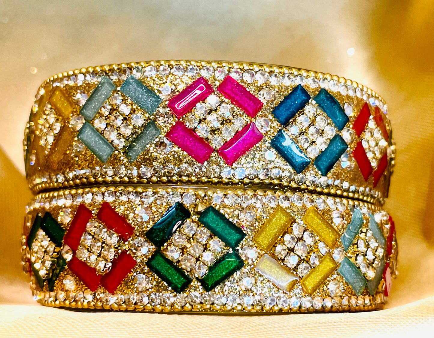 Vibrant Multicolor Kundan & Glass Bangle Set