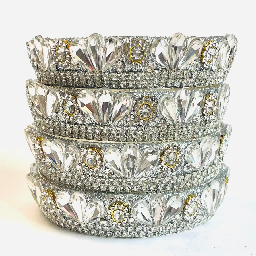 Sparkling Crystal Embellished Bangles & Headband Set - Bridal & Occasion Jewelry