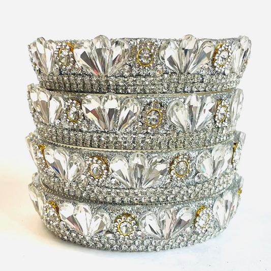Sparkling Crystal Embellished Bangles & Headband Set - Bridal & Occasion Jewelry