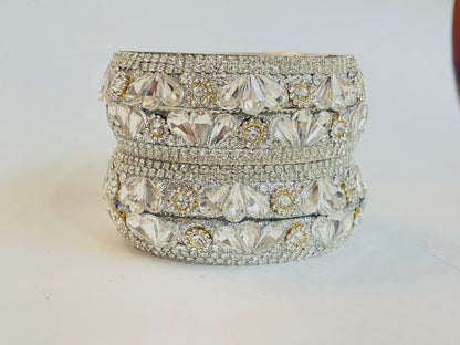 Sparkling Crystal Embellished Bangles & Headband Set - Bridal & Occasion Jewelry