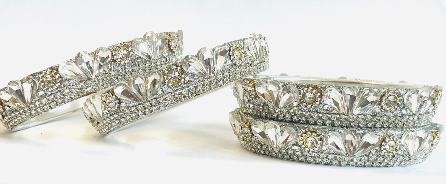 Sparkling Crystal Embellished Bangles & Headband Set - Bridal & Occasion Jewelry