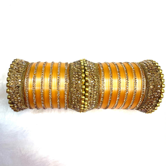Bridal Gold-Plated Chura Bangles Set – Traditional Punjabi Wedding Bangle Set