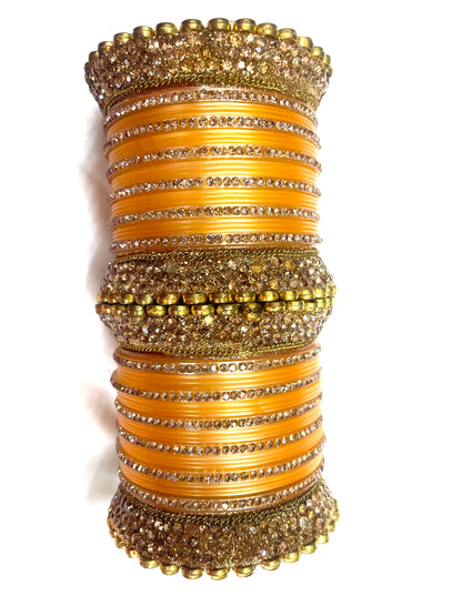 Bridal Gold-Plated Chura Bangles Set – Traditional Punjabi Wedding Bangle Set