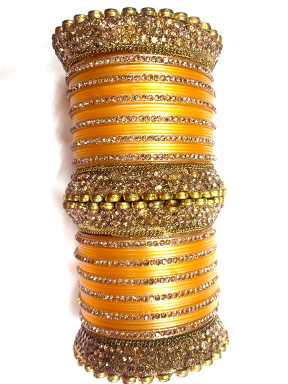 Bridal Gold-Plated Chura Bangles Set – Traditional Punjabi Wedding Bangle Set