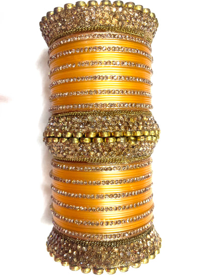 Bridal Gold-Plated Chura Bangles Set – Traditional Punjabi Wedding Bangle Set