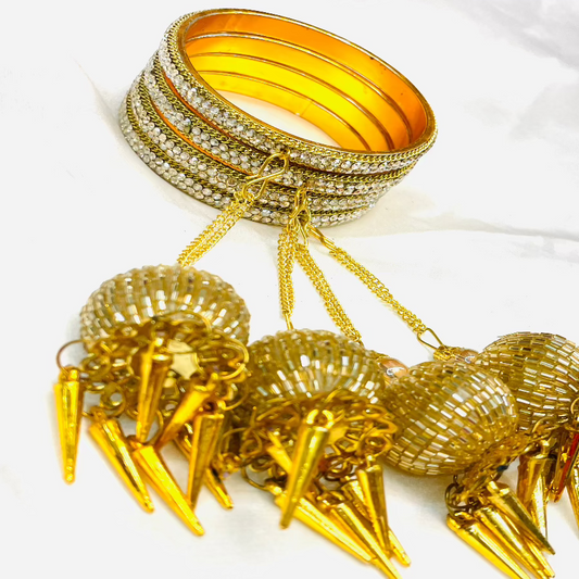 Gold-Plated Bridal Kalira Bangles with Crystal Detailing
