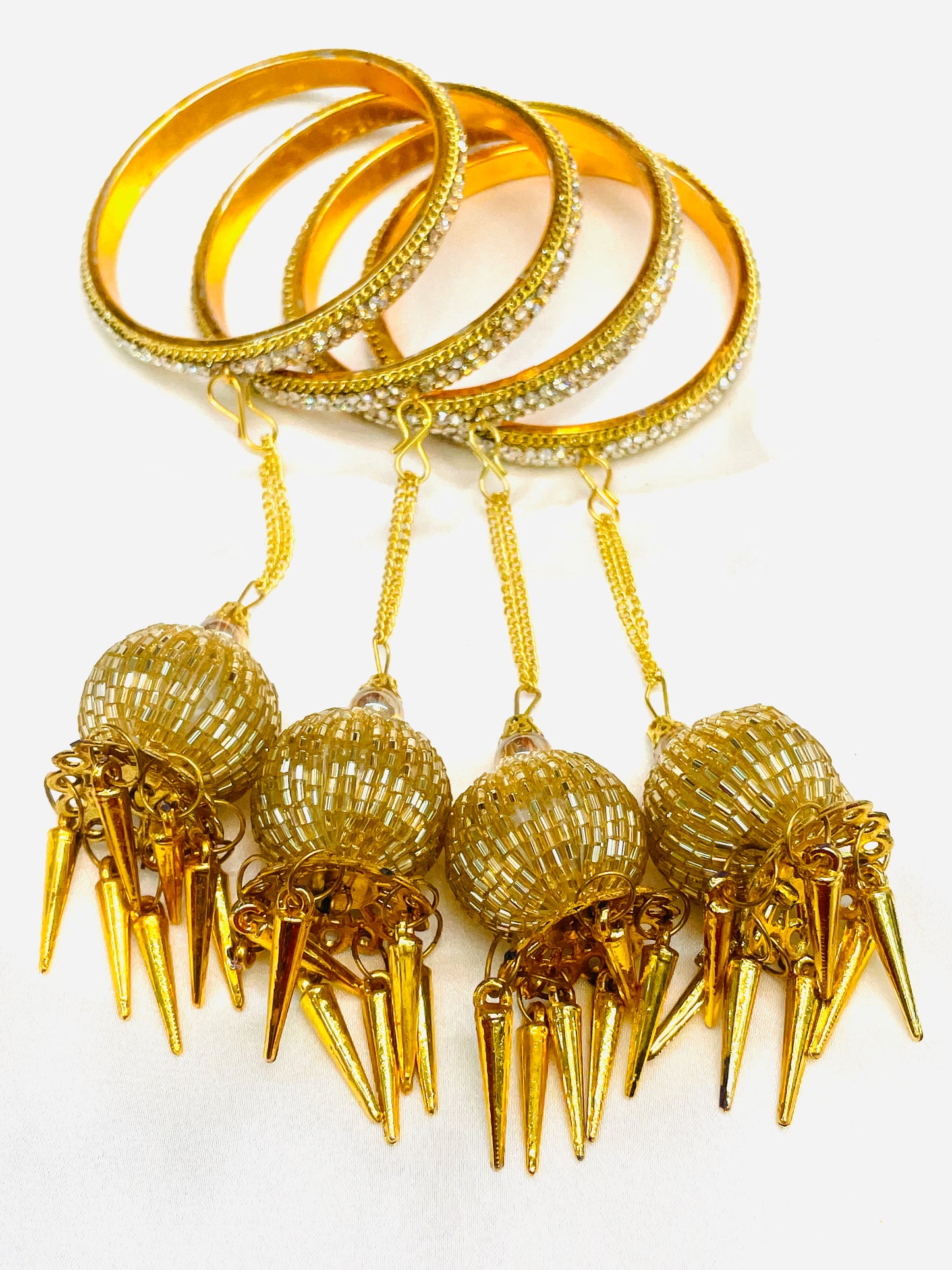 Gold-Plated Bridal Kalira Bangles with Crystal Detailing