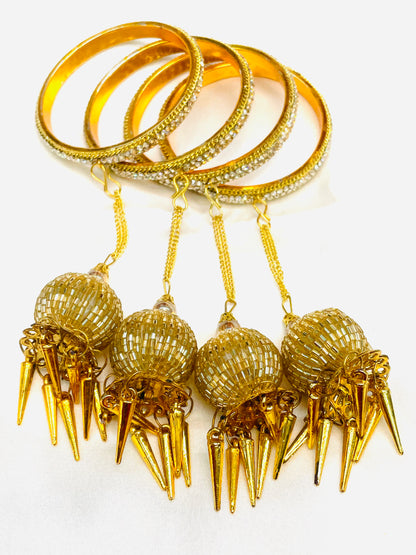 Gold-Plated Bridal Kalira Bangles with Crystal Detailing