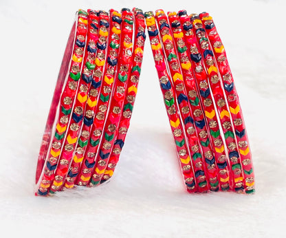 Multicolor Crystal & Beaded Bangles – Festive Ethnic Bangle Set for Women