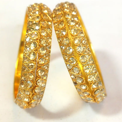 Radiant Gold-Plated Crystal Studded Bangles Set