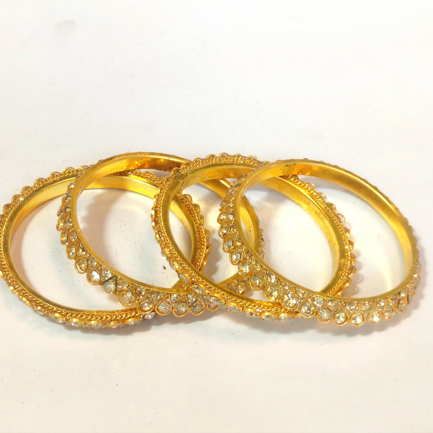 Radiant Gold-Plated Crystal Studded Bangles Set
