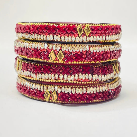 Traditional Red Glass Kadas - Bridal & Party Wear