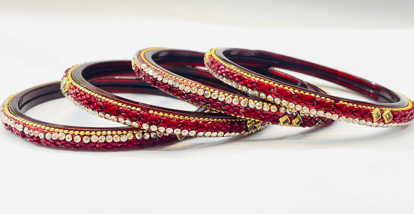 Traditional Red Glass Kadas - Bridal & Party Wear
