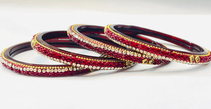 Traditional Red Glass Kadas - Bridal & Party Wear