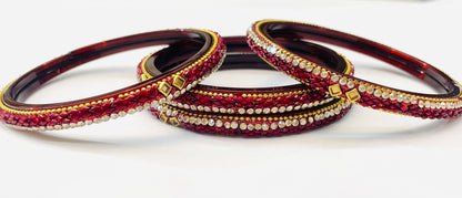 Traditional Red Glass Kadas - Bridal & Party Wear