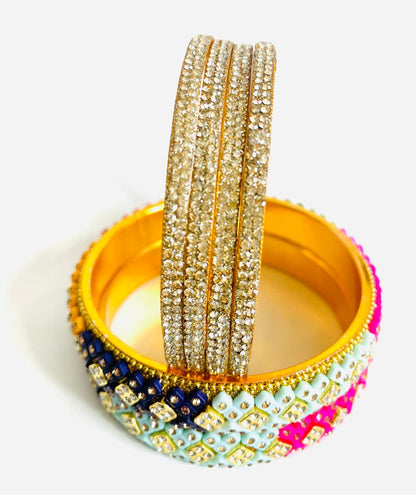 Rhinestone Embellished Multicolor Bangle Set
