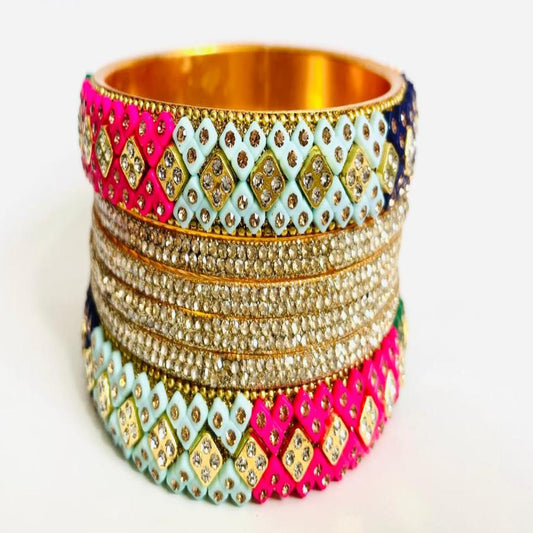 Rhinestone Embellished Multicolor Bangle Set