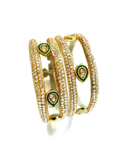 Elegant Gold-Plated Designer Bangles with Pear-Shaped Motifs