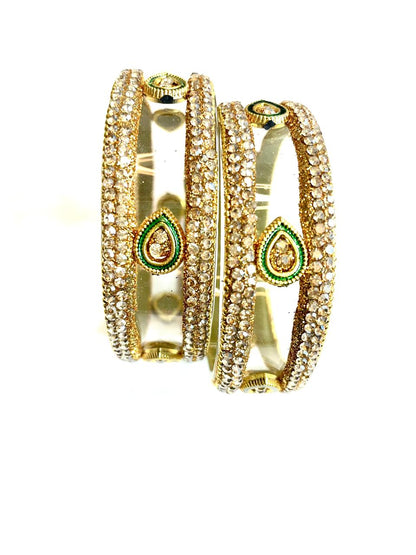 Elegant Gold-Plated Designer Bangles with Pear-Shaped Motifs